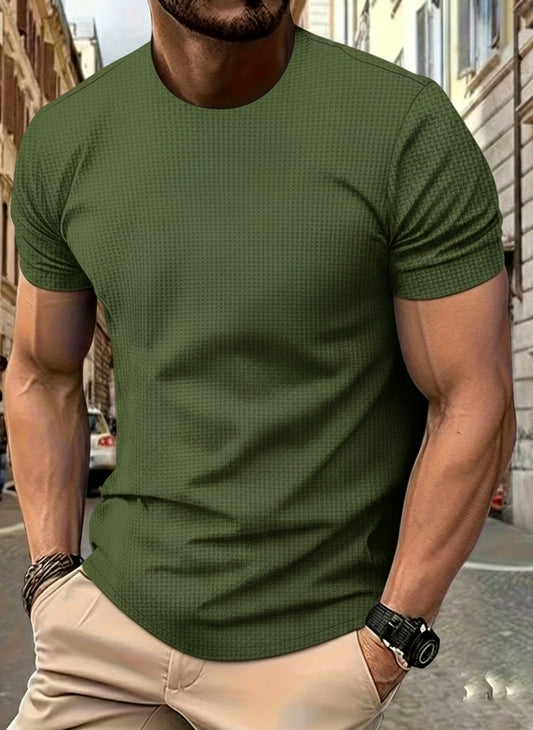 Jaquard Textured Spandexdry T-shirt - Olive