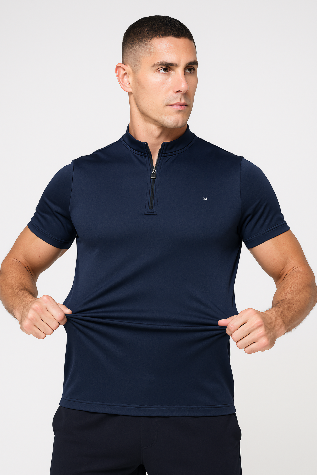 Zipper Henley Spandexdry - Navy