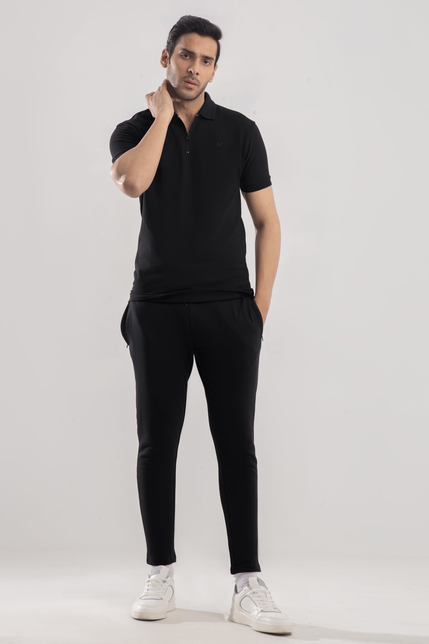 Limitless All Black Zip Cotton Polo