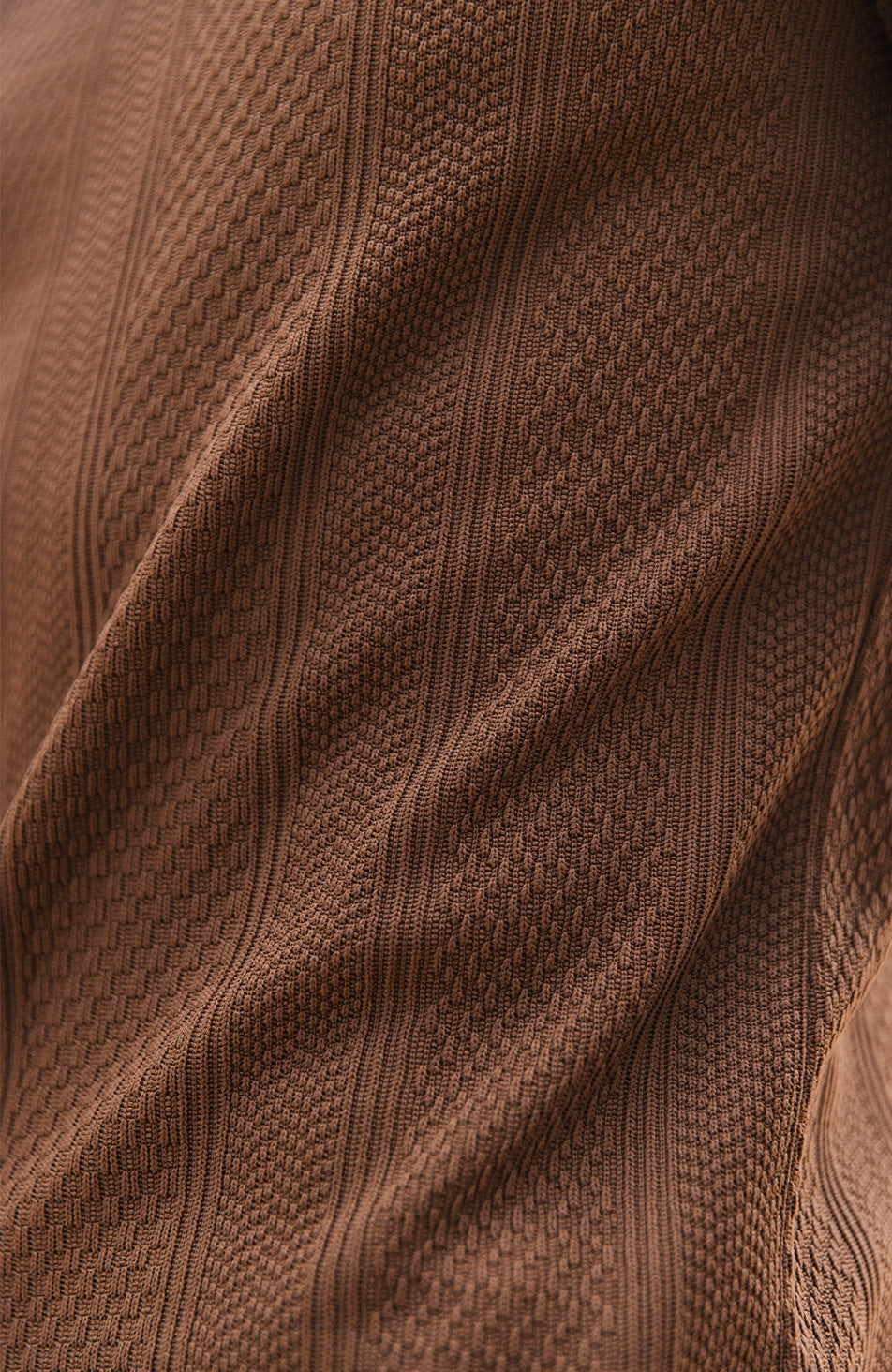 Cedro Textured Knit Cotton Tee in Camel