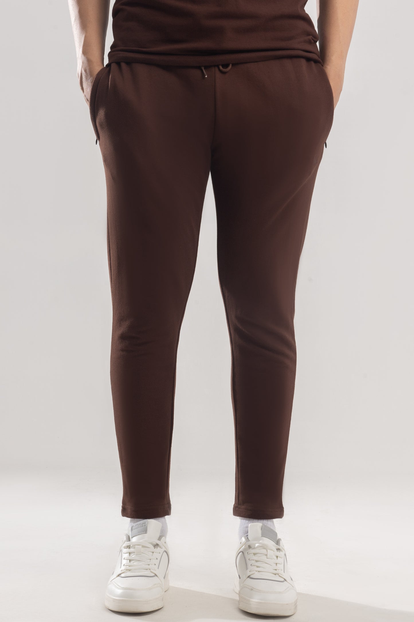 King Zip Core Logo Cotton Terry Trouser - Caramel Brown