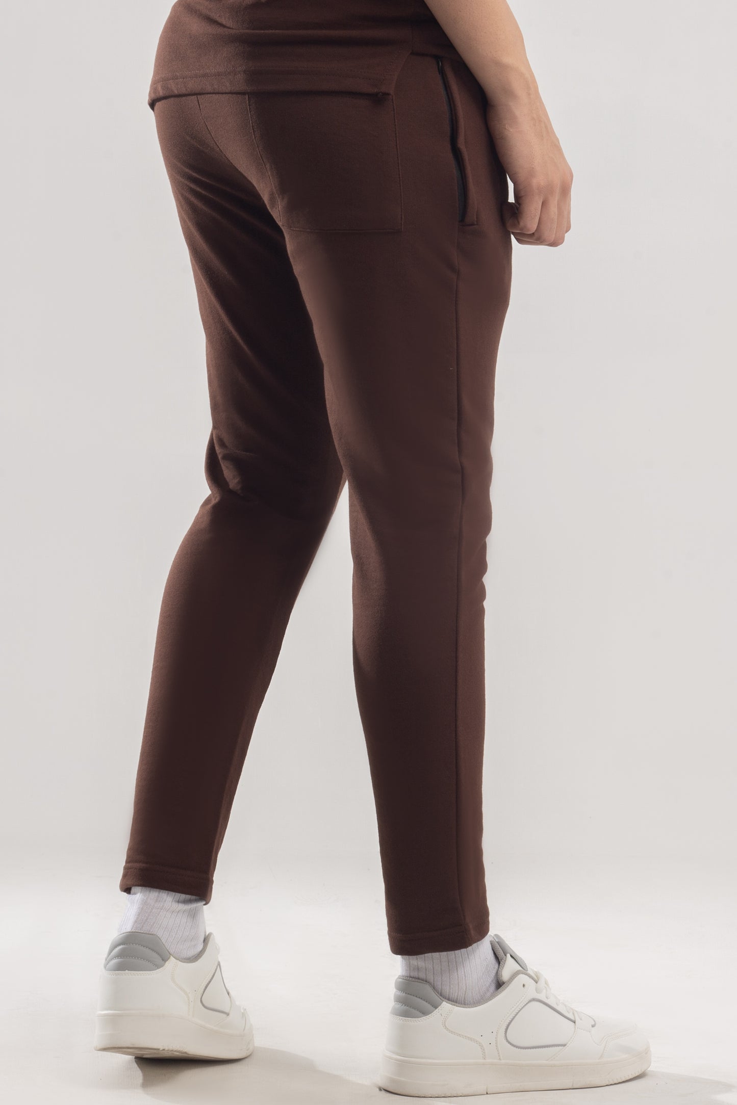 King Zip Core Logo Cotton Terry Trouser - Caramel Brown