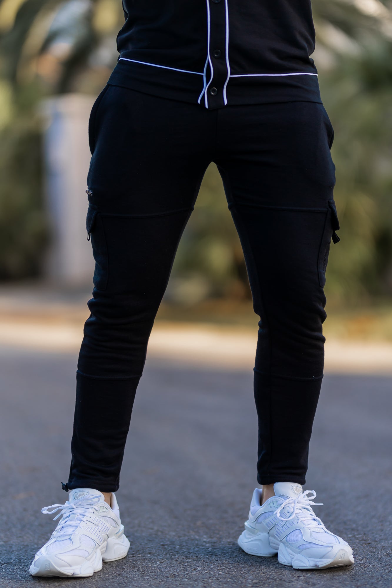 Cedro Cargo Cotton Terry Trouser Black