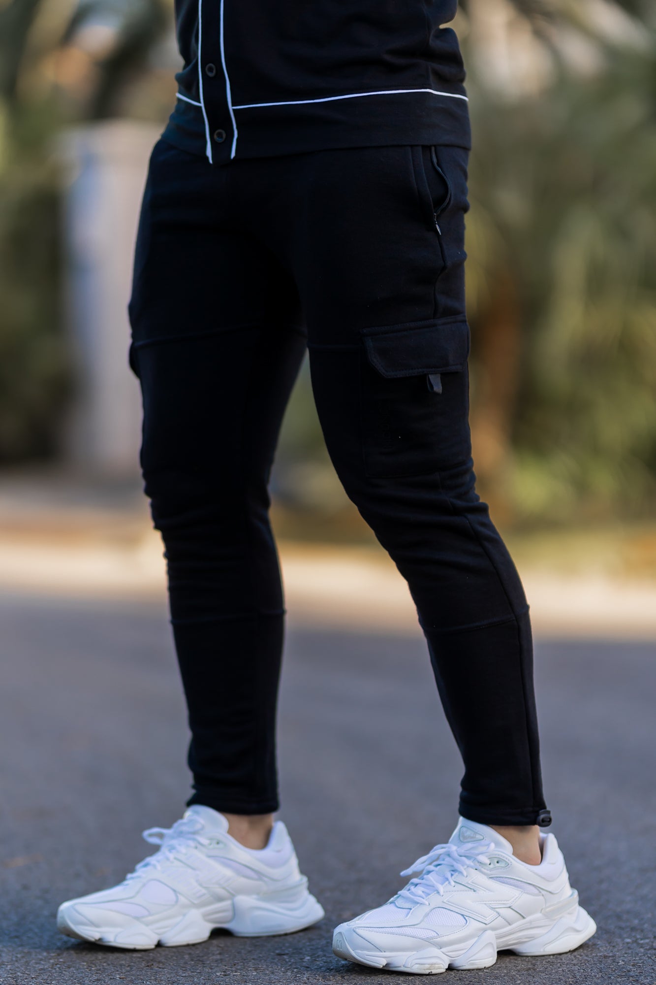 Cedro Cargo Cotton Terry Trouser Black