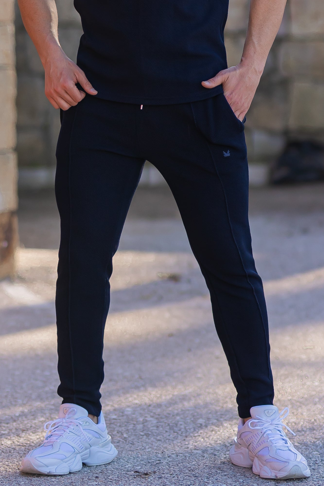 Honeycomb Fabric Crease Trouser Navy