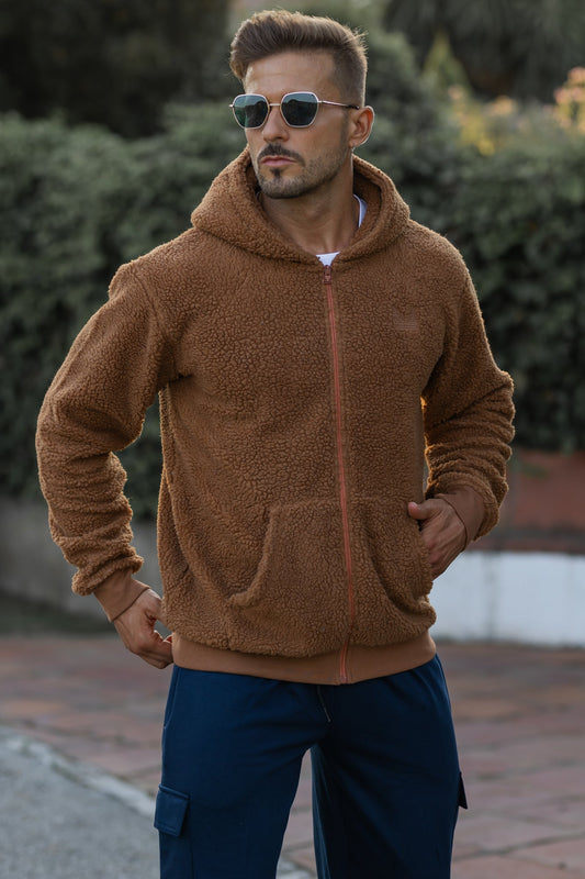 Monster Sherpa Hoodie - Brown