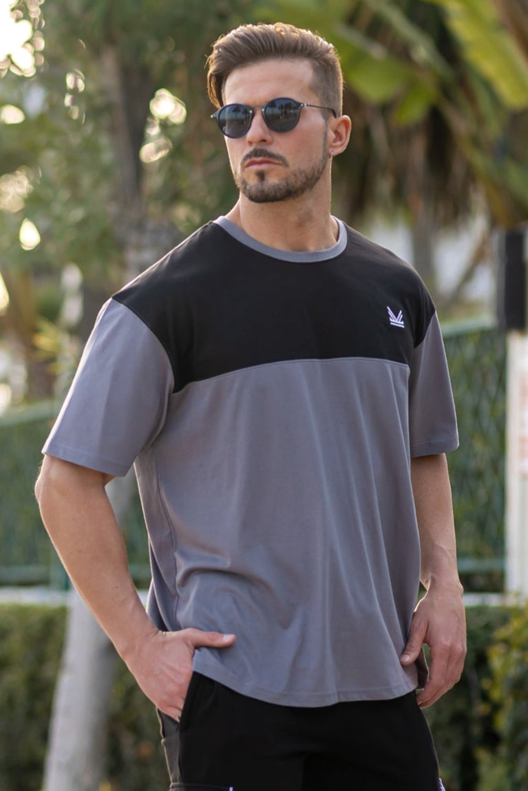 Oversize Cargo Cotton Tee - Silver/Black