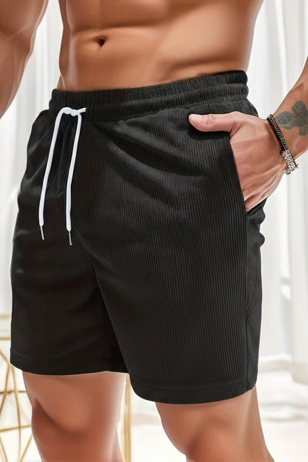 Waffle Thermal Shorts - Black