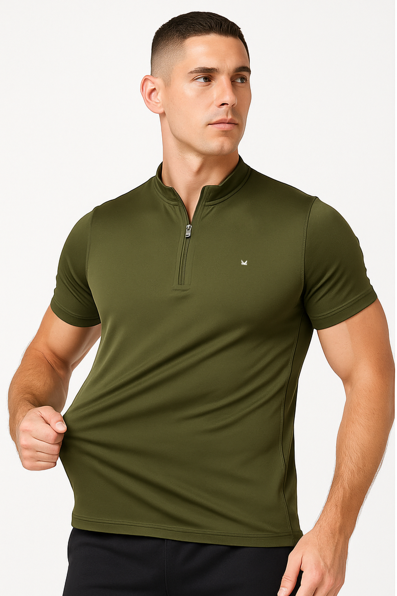 Zipper Henley Spandexdry - Olive