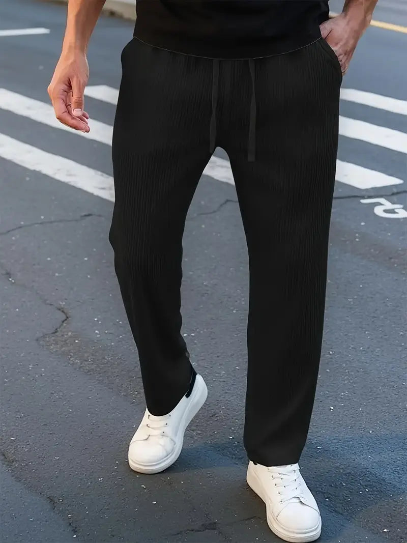 Texture Line NoSpandex StraightFit Trouser - Black