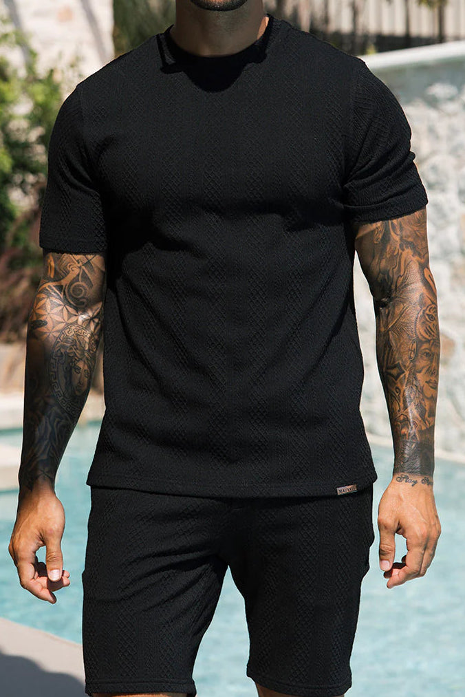 Monaco Snake Textured T-Shirts - Black