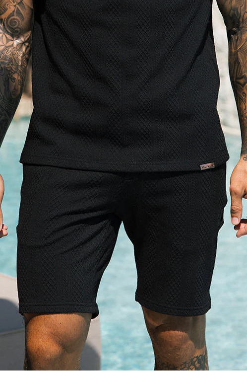 Monaco Snake Textured Shorts - Black