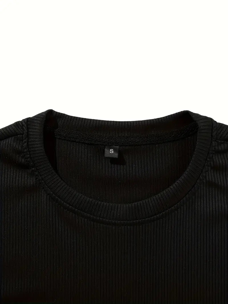 Cedro Drop Needle Texture Oversize Tee - Black