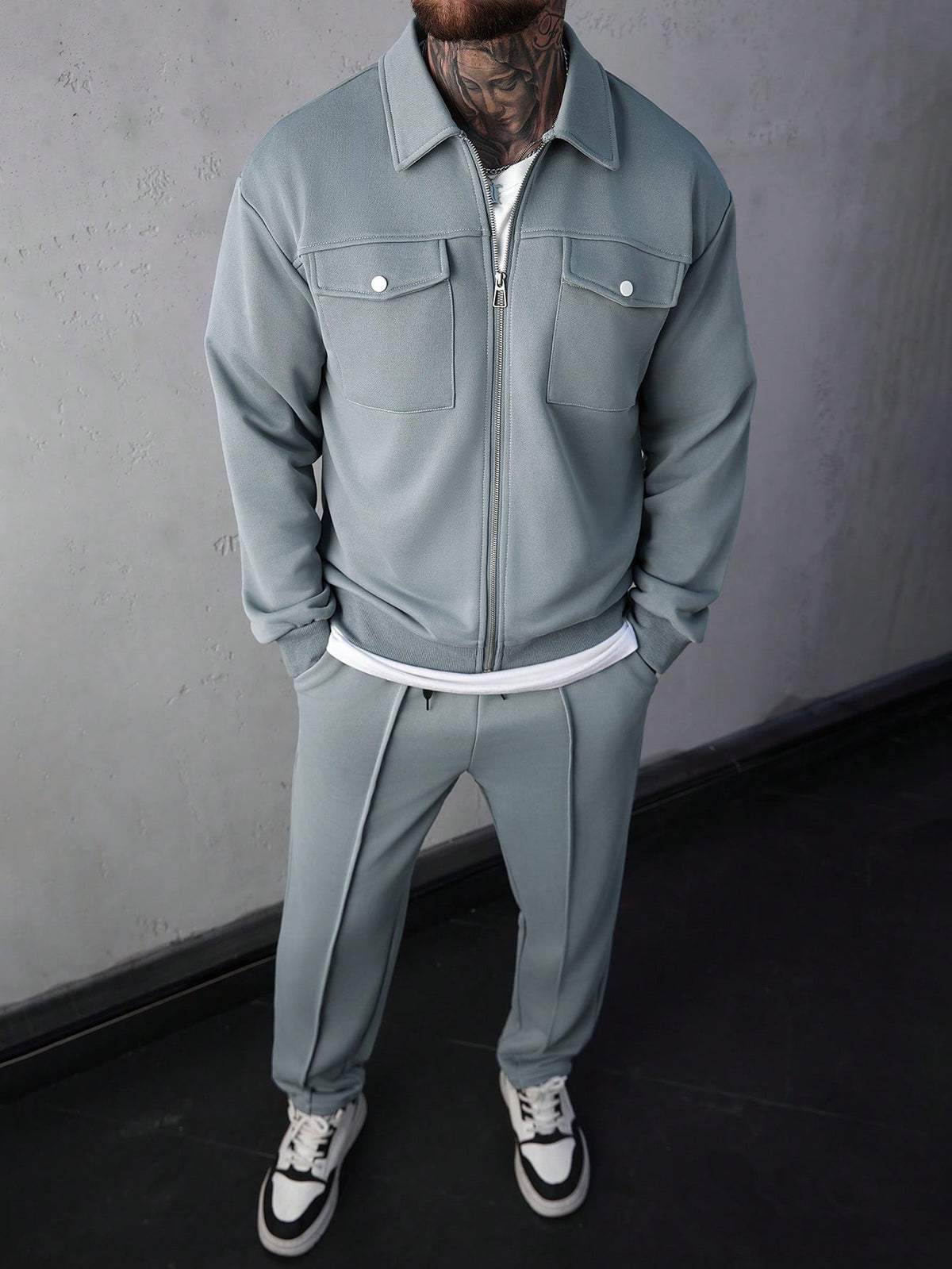 Palazzo Tracksuit - Silver