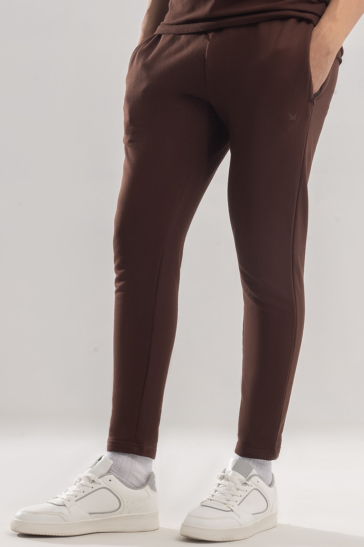 King Zip Core Logo Cotton Terry Trouser - Caramel Brown