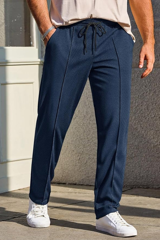 Waffle Crease Pant Trouser-Navy