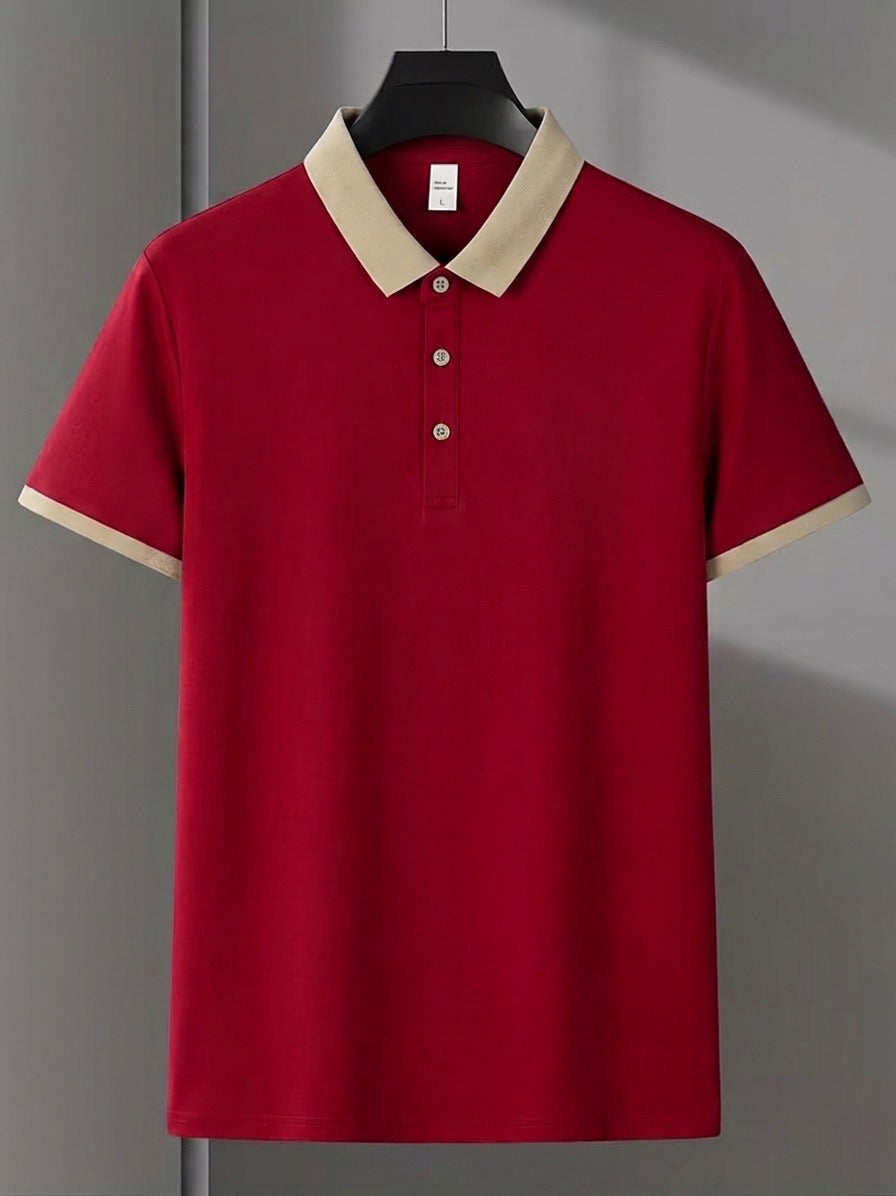 Contrast Cotton Polo - Red