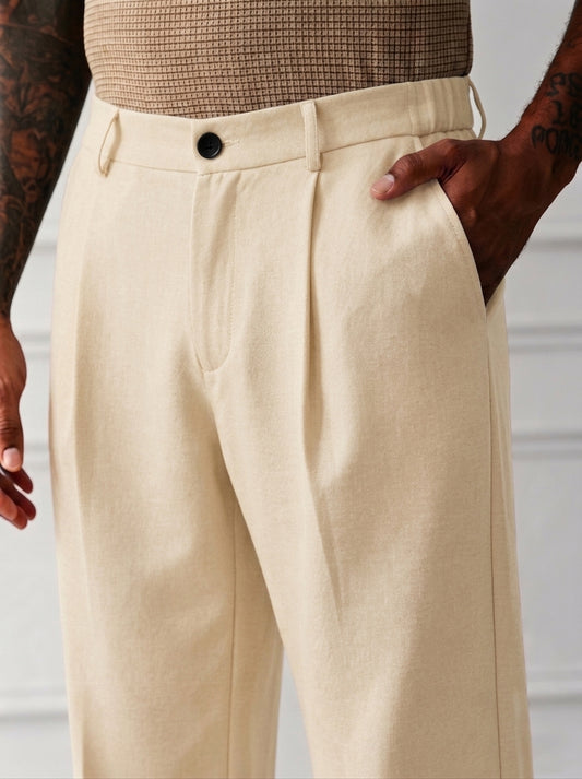 Korean Pants WideLeg SpandexDry - Cream