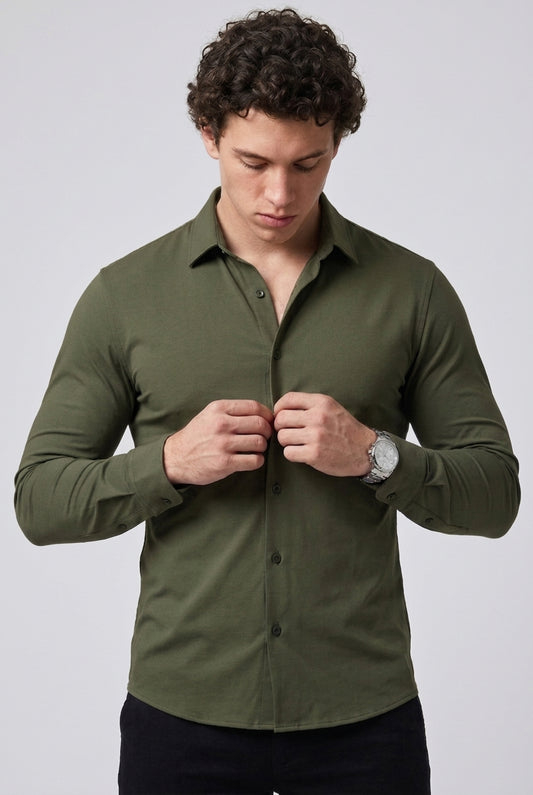 Prime Spandex Dress Shirt - Olive