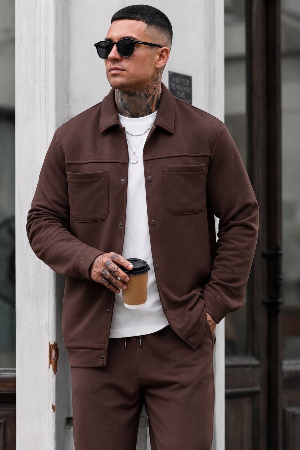 ButtonDown Hoodie - Chocolate-brown