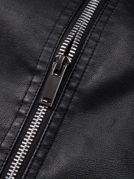 Classic Fix Faux Leather Jacket - Black