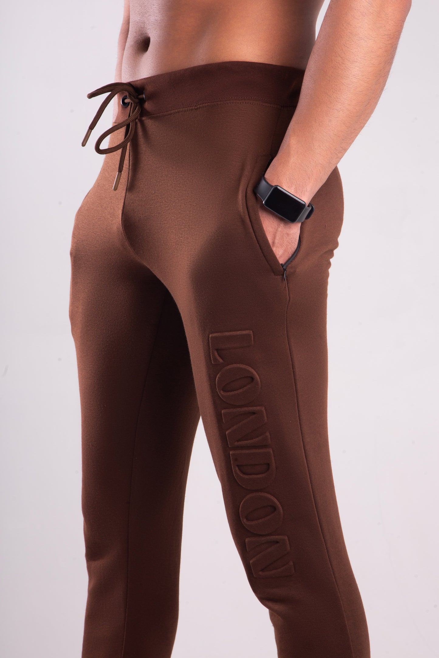 v2 Deboss Terry Cotton Trouser - Chocolate