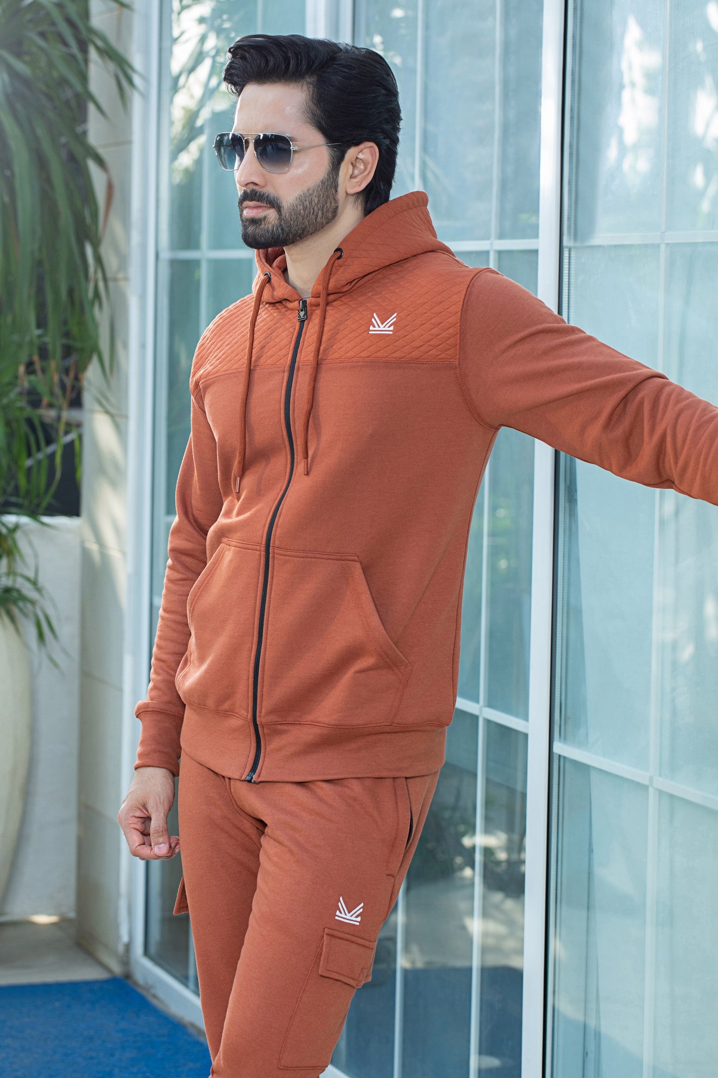 ARRIVAL French Quilt Cotton Hoodie - peach