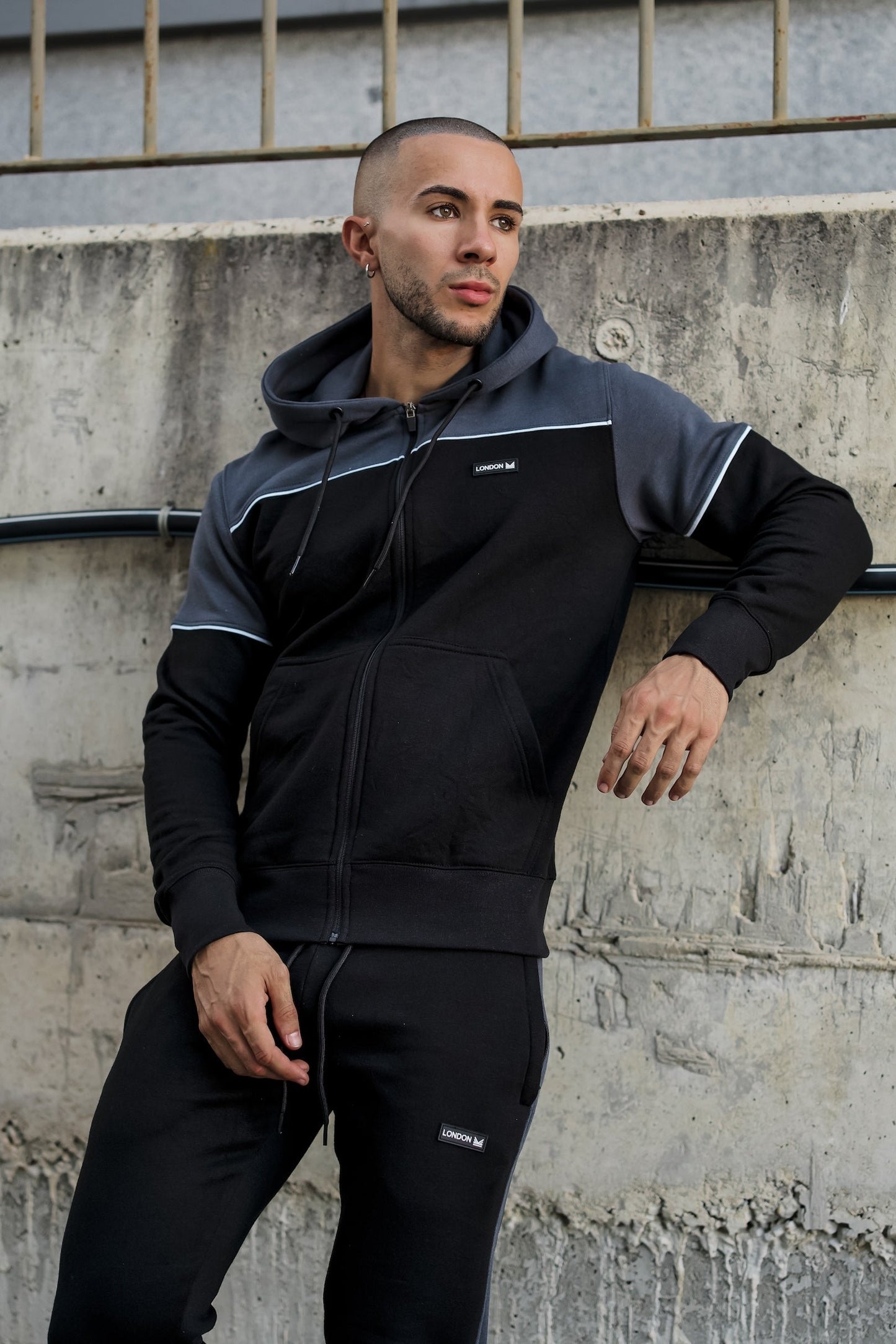Linear Cotton Hoodie - Grey