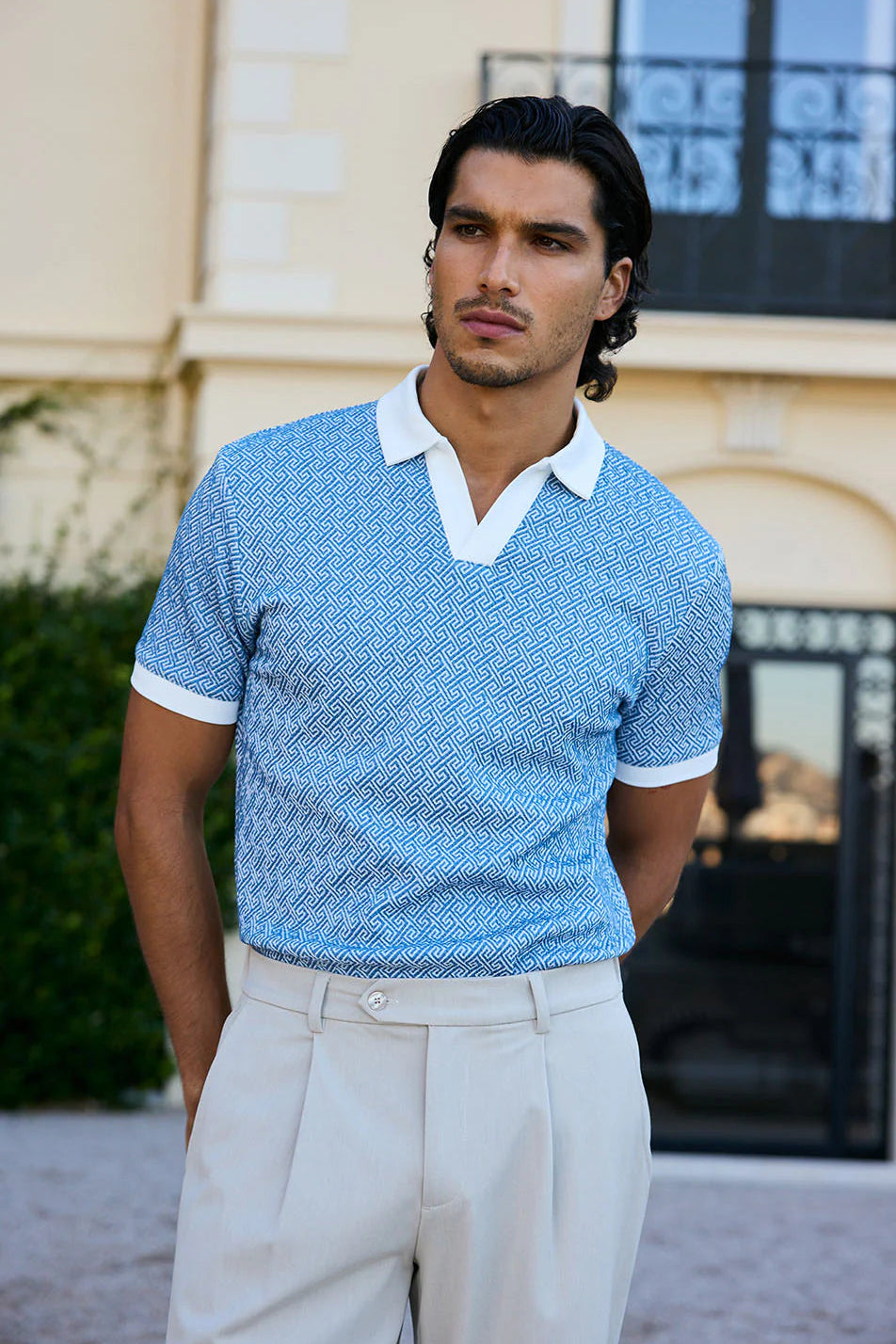 Cairo Textured Polo - Aqua-Blue