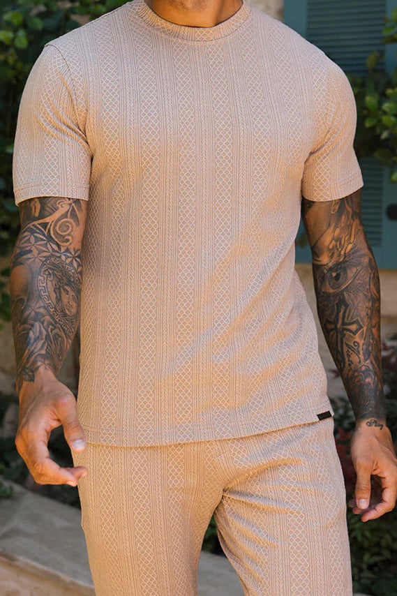 Monaco Snake Textured T-Shirts - Cream