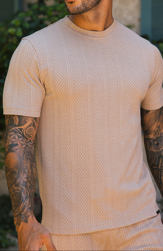 Monaco Snake Textured T-Shirts - Cream