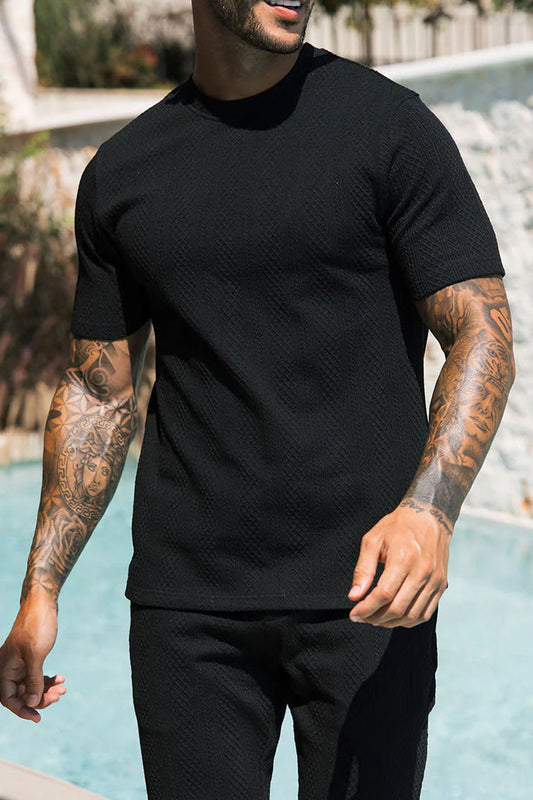 Monaco Snake Textured T-Shirts - Black