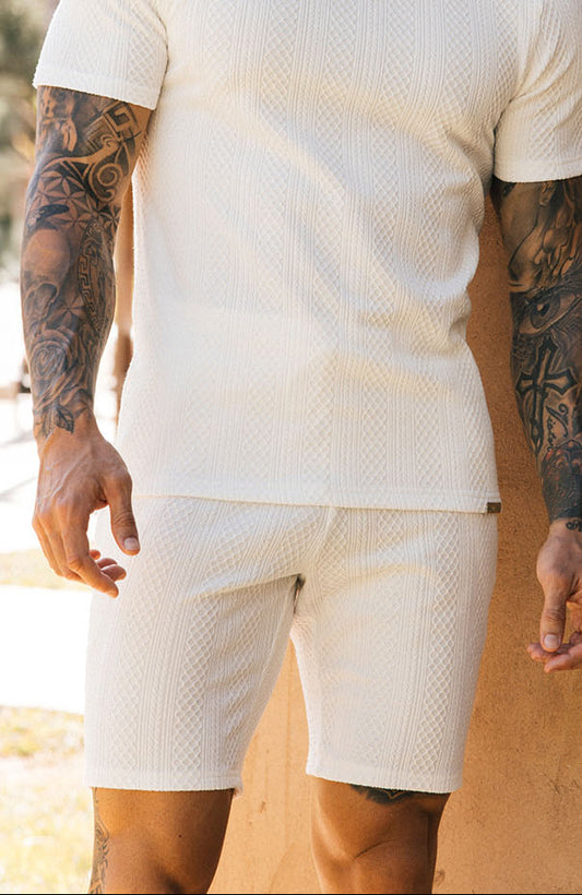 Monaco Snake Textured Shorts - White