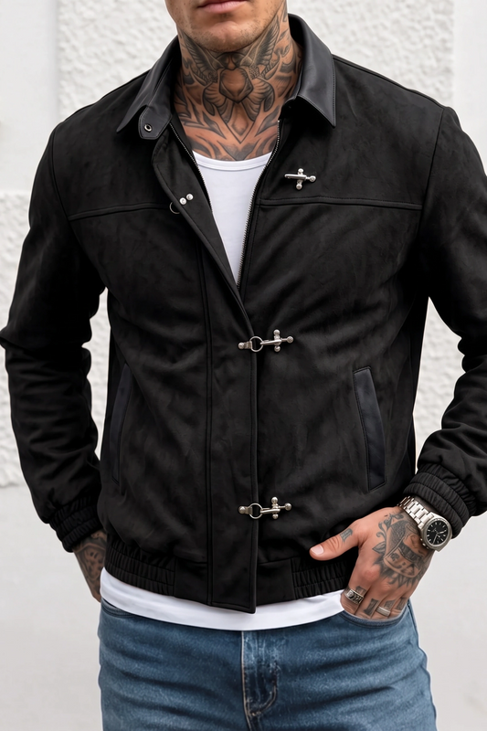 Suede Leather Jacket - Black