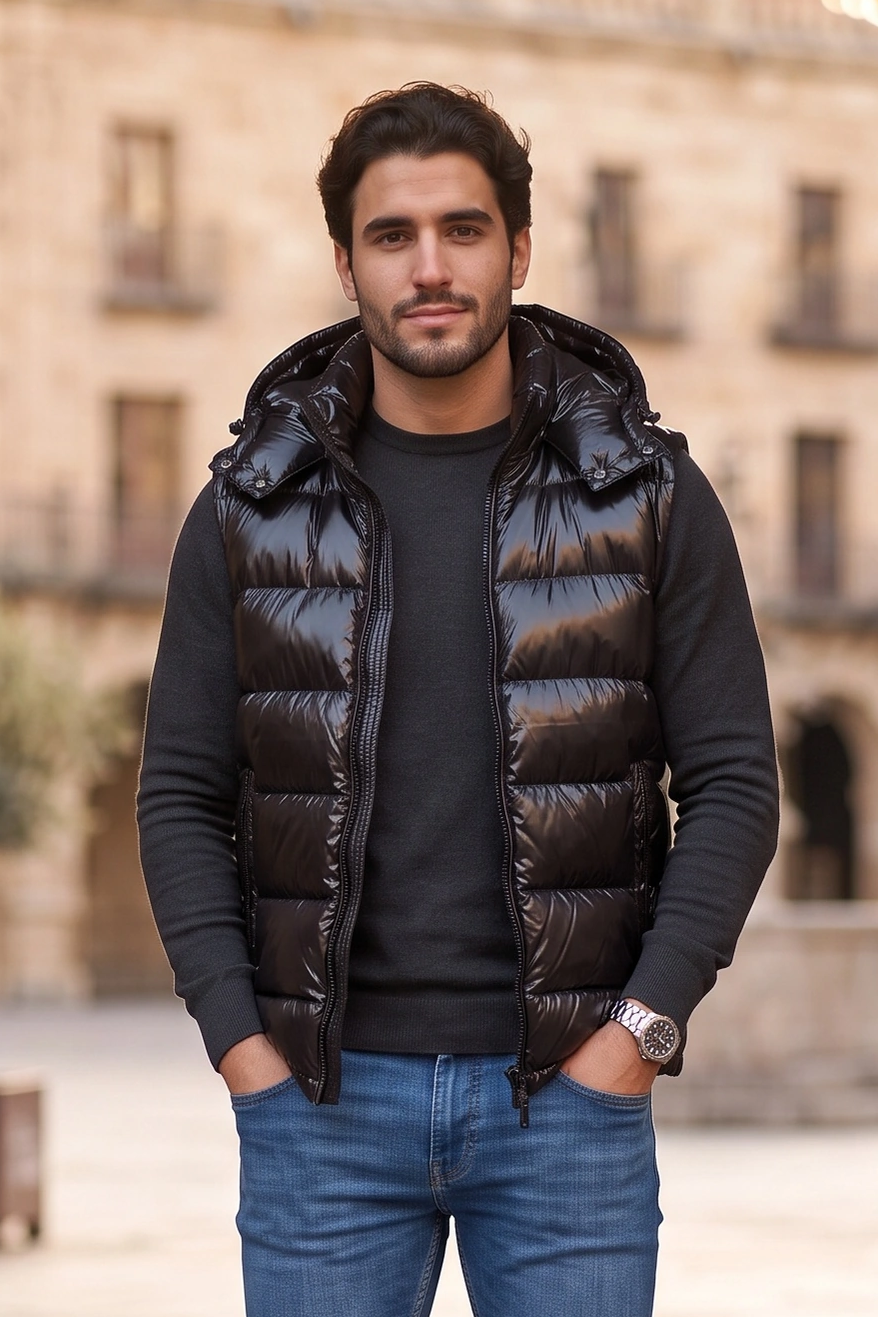 JS-27 Black shine bubble with removable hood