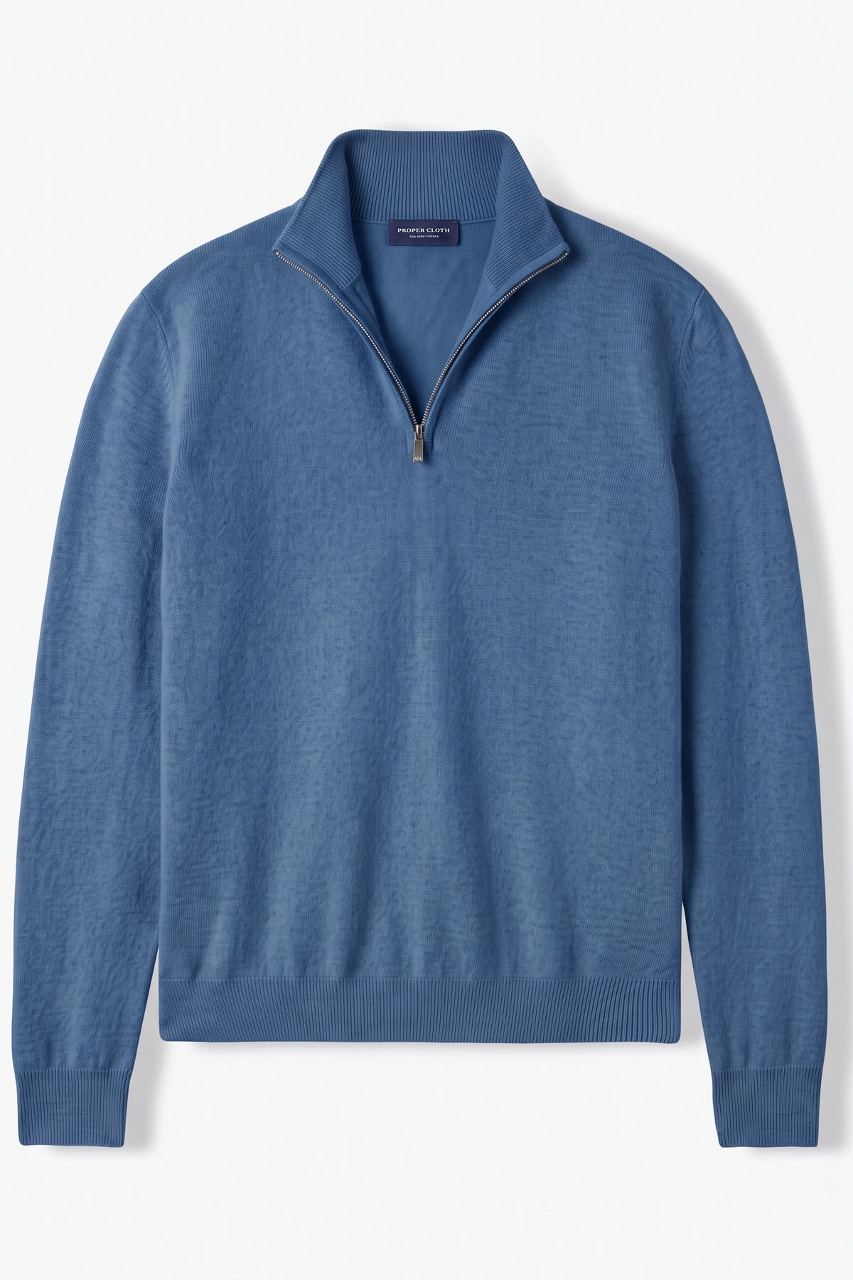 Mockneck Zip Sweater - Silver Blue