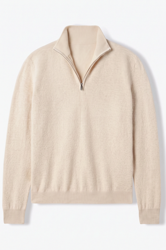 Mockneck Zip Sweater - Cream