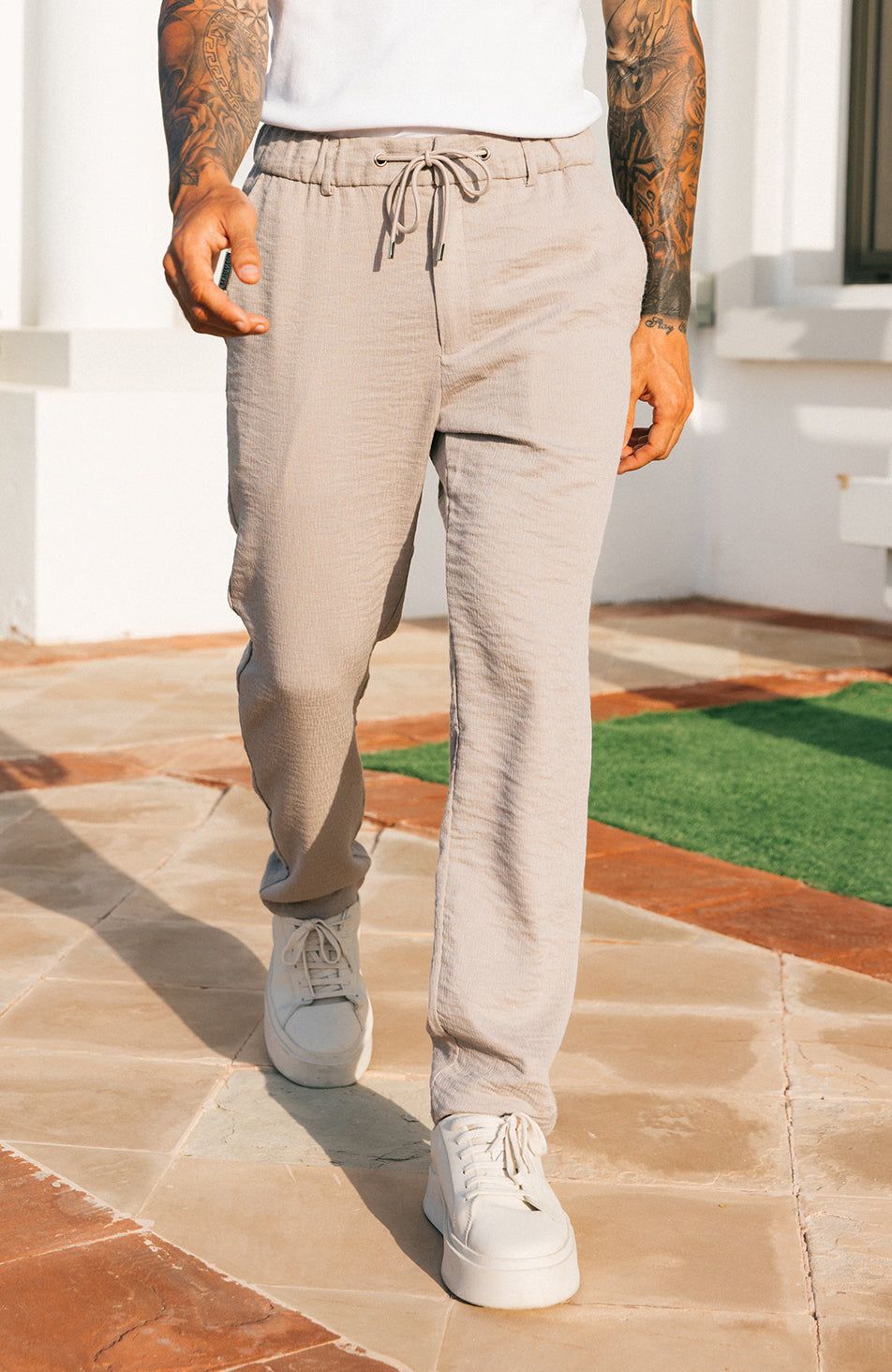 Monaco Crinkle Twinset - Sand