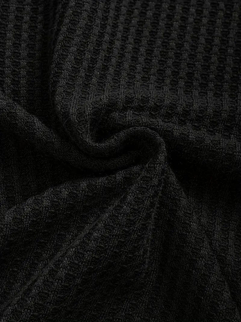 Textured Series Cotton Zip Polo - Black