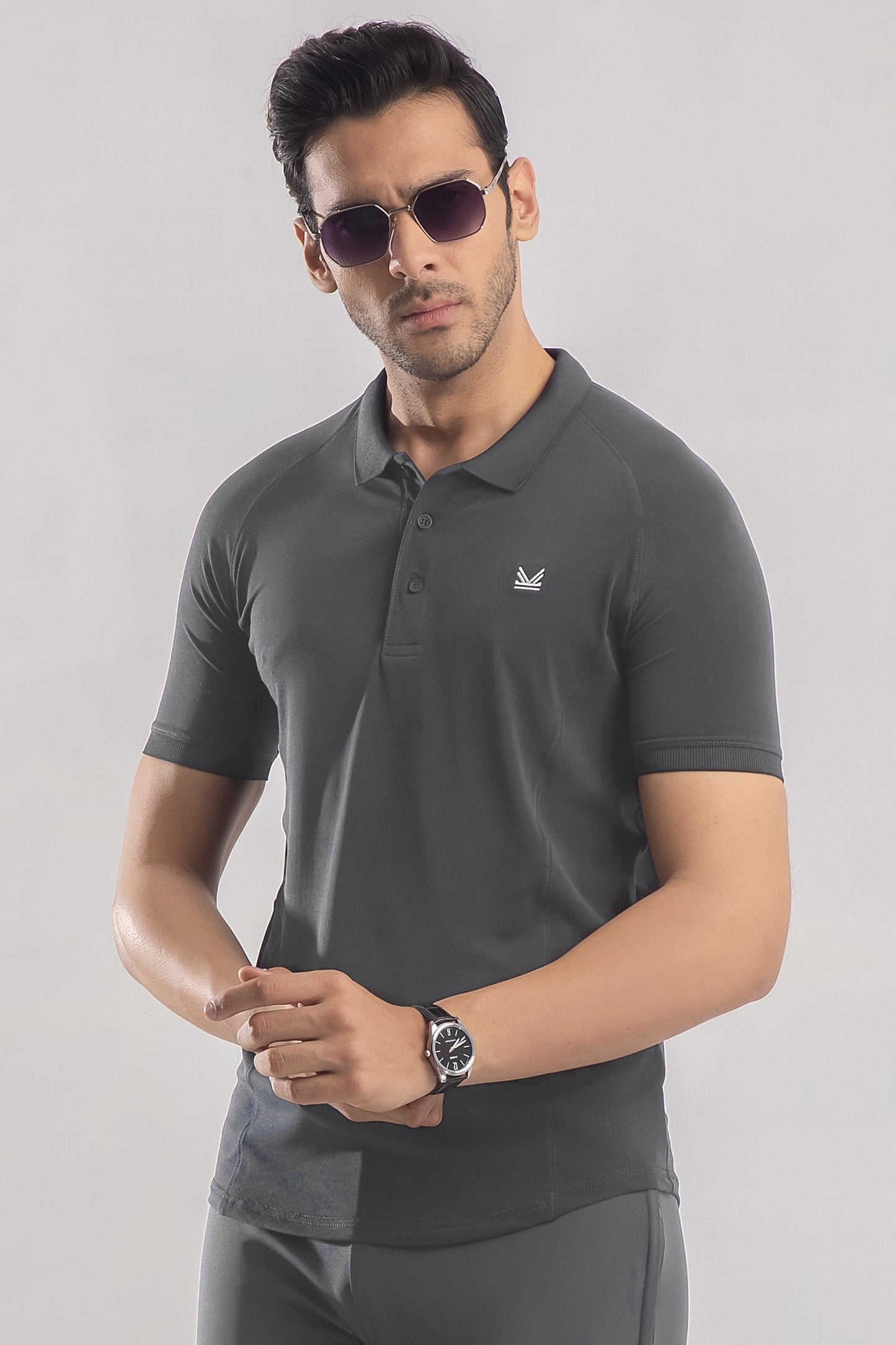 SpandexDry Mesh Polo in Grey