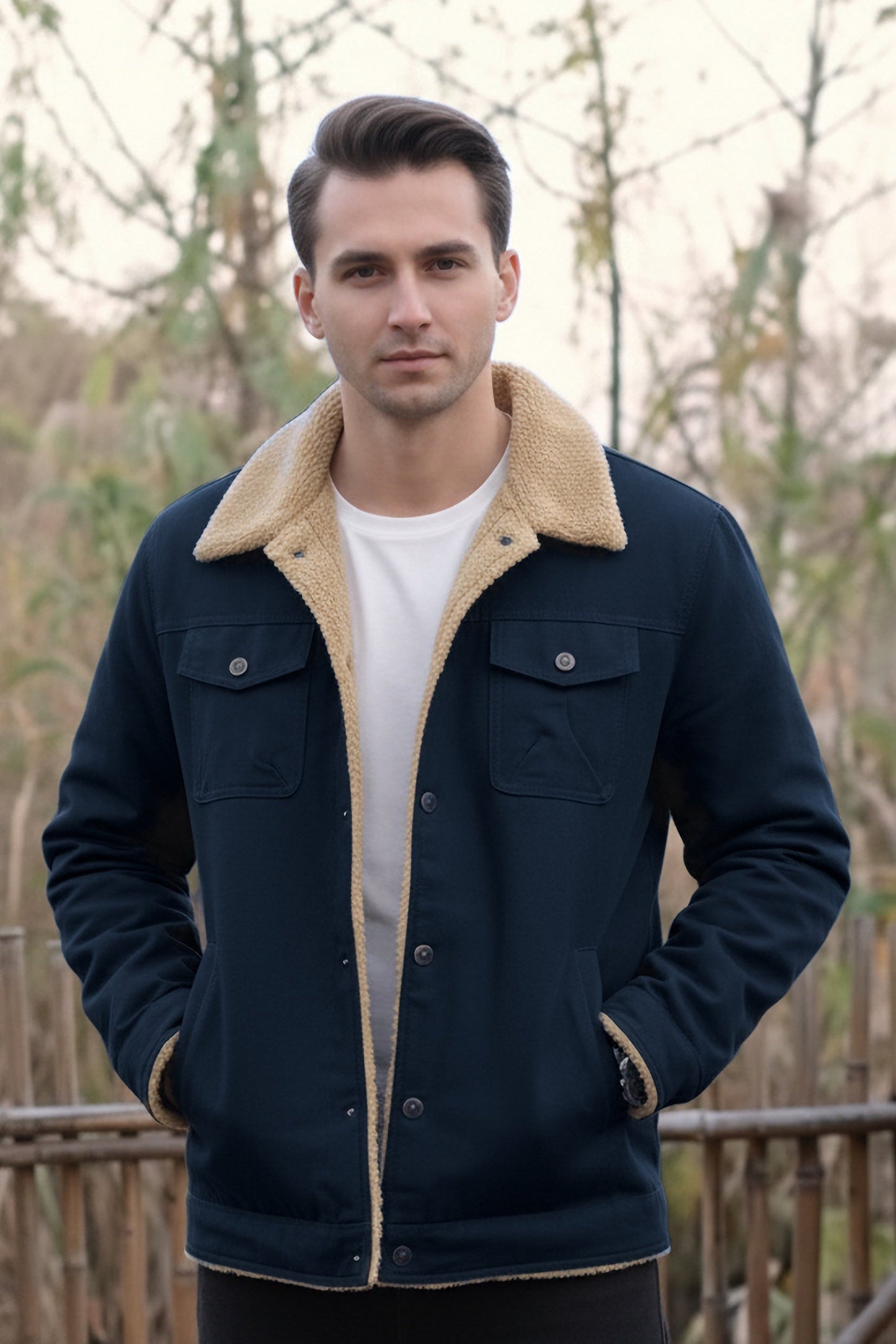 Trucker Furr Jacket - Navy