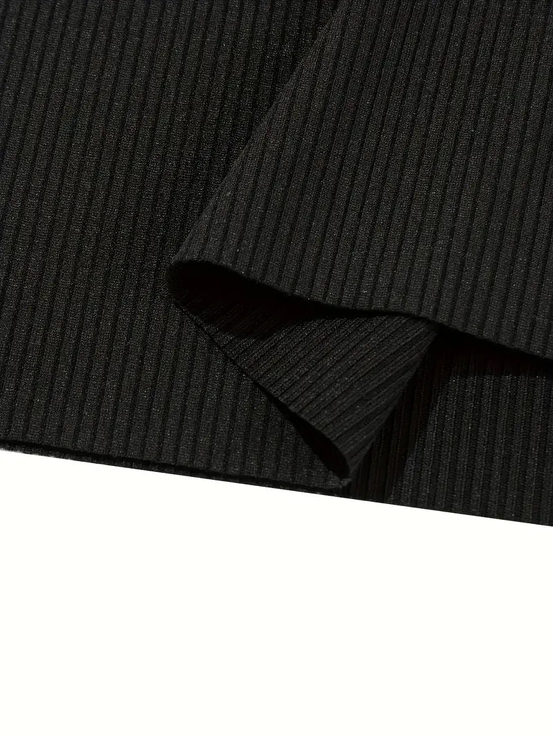 Cedro Drop Needle Texture Oversize Tee - Black