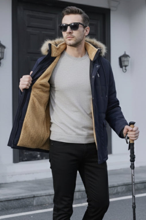 Mountain Track Imported Hoodie - Navy