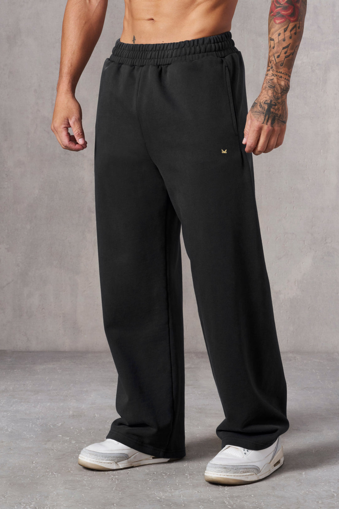 Baggy Summer Cotton Sweatpants - Black