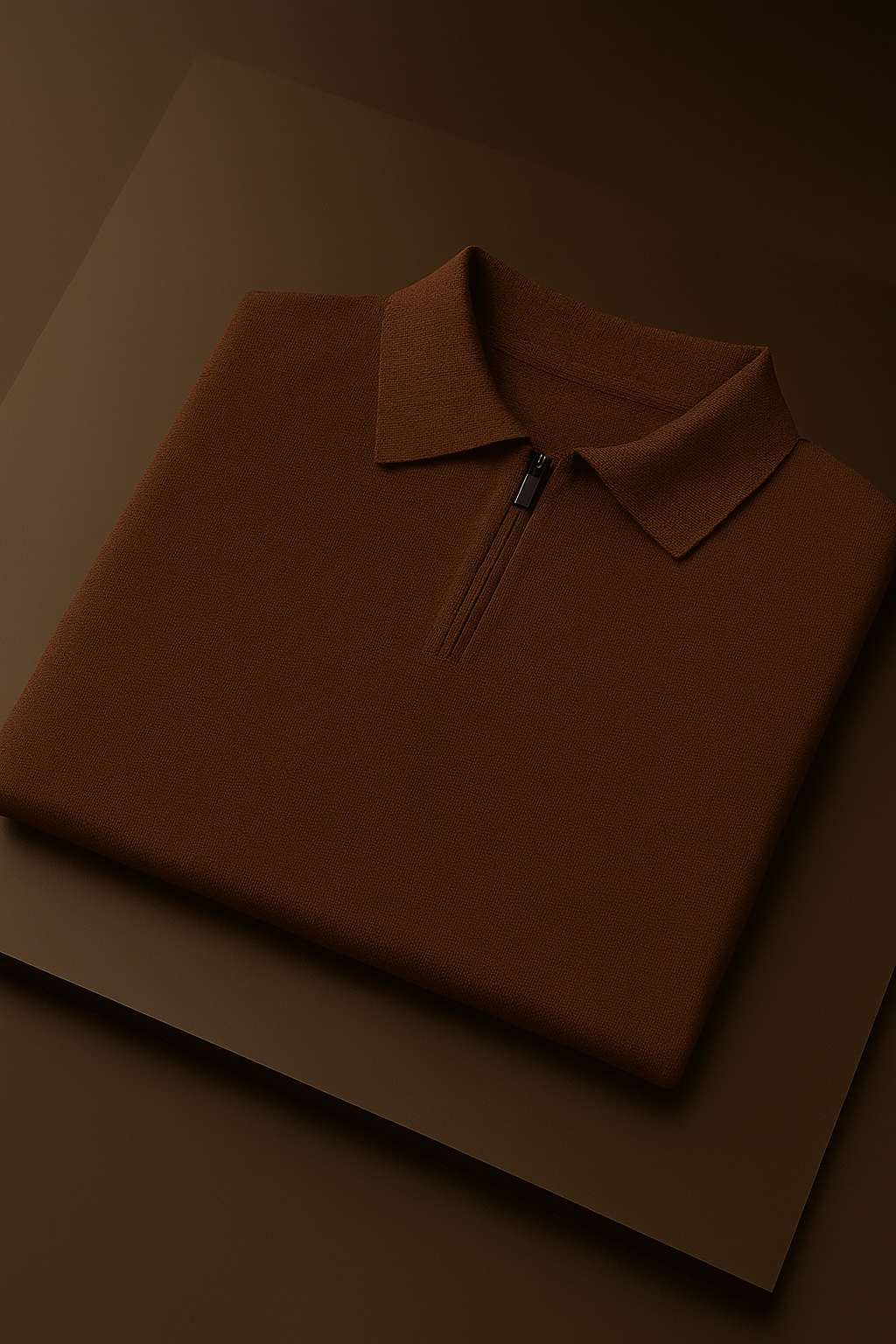 Limitless All Brown Zip Cotton Polo