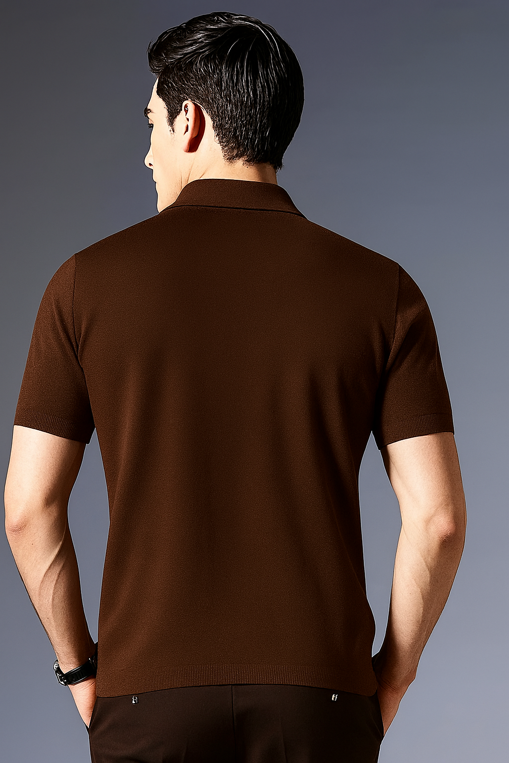 Limitless All Brown Zip Cotton Polo