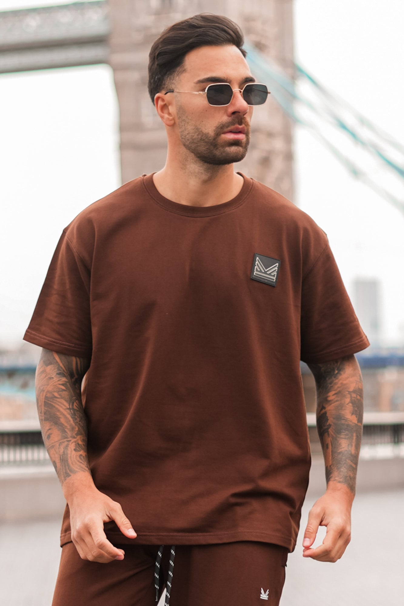3D Logo Oversize Cotton Tee - Chocolate Brown
