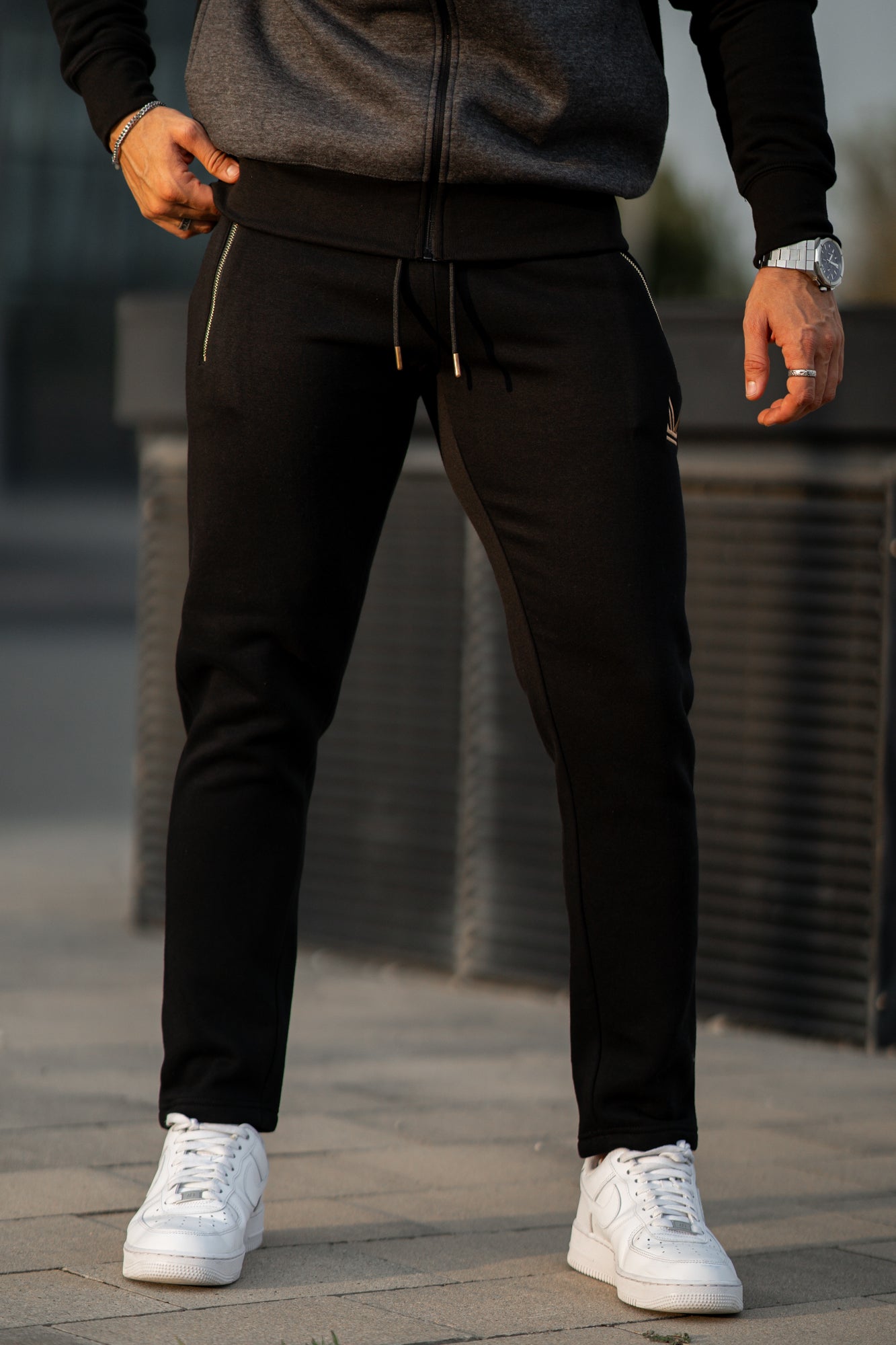 Gold Terry Cotton Trouser - Black
