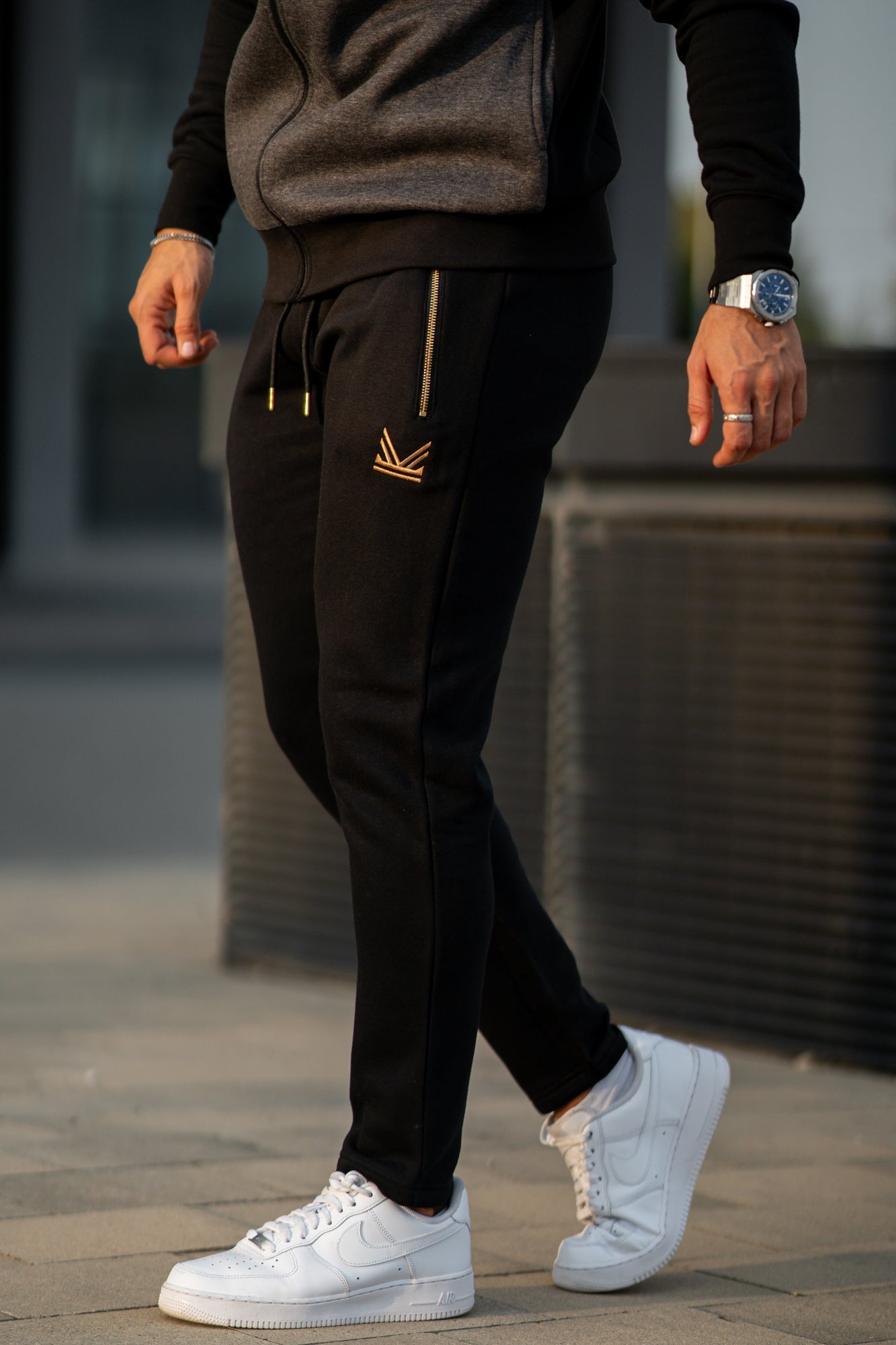 Gold Terry Cotton Trouser - Black