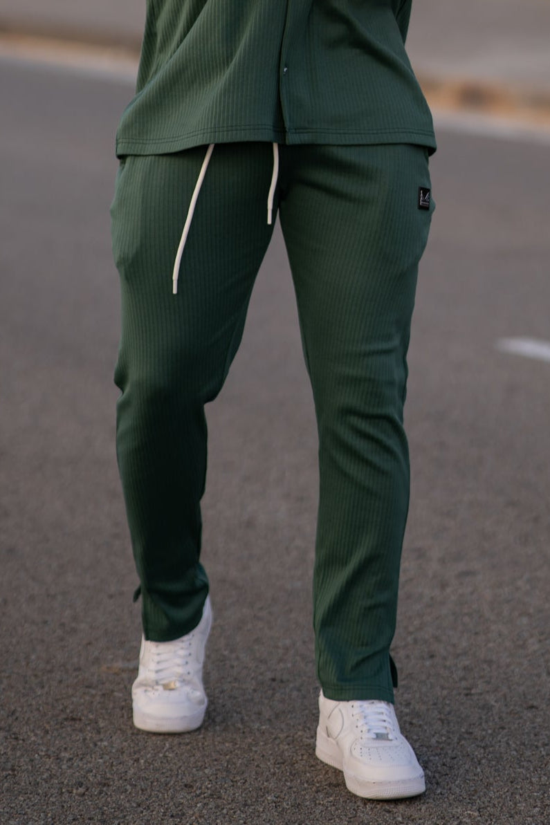 Oversize Cuban Ribbed Cotton Terry Trouser - Seagreen